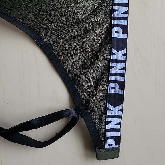 Victoria's Secret PINK Where Everywhere Push Up 32DD Dark Green Leopard Lace - Picture 8 of 13